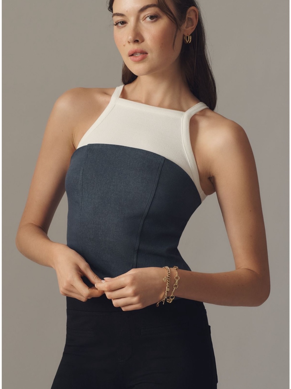 Maeve Structured Knit Twofer Tank